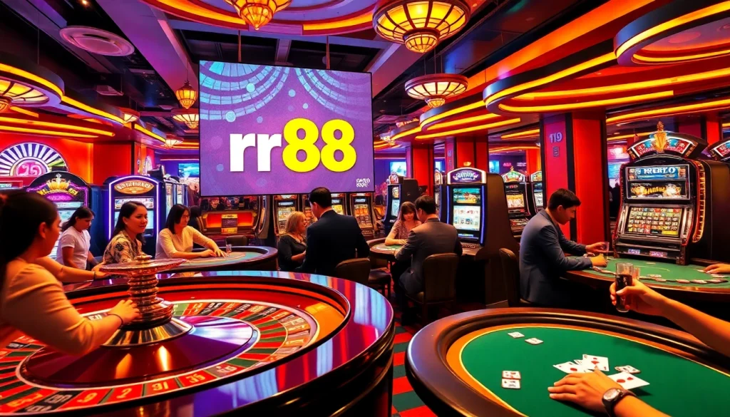 Explore the thrilling experience of rr88 đăng nhập at a vibrant online casino featuring poker and roulette games.